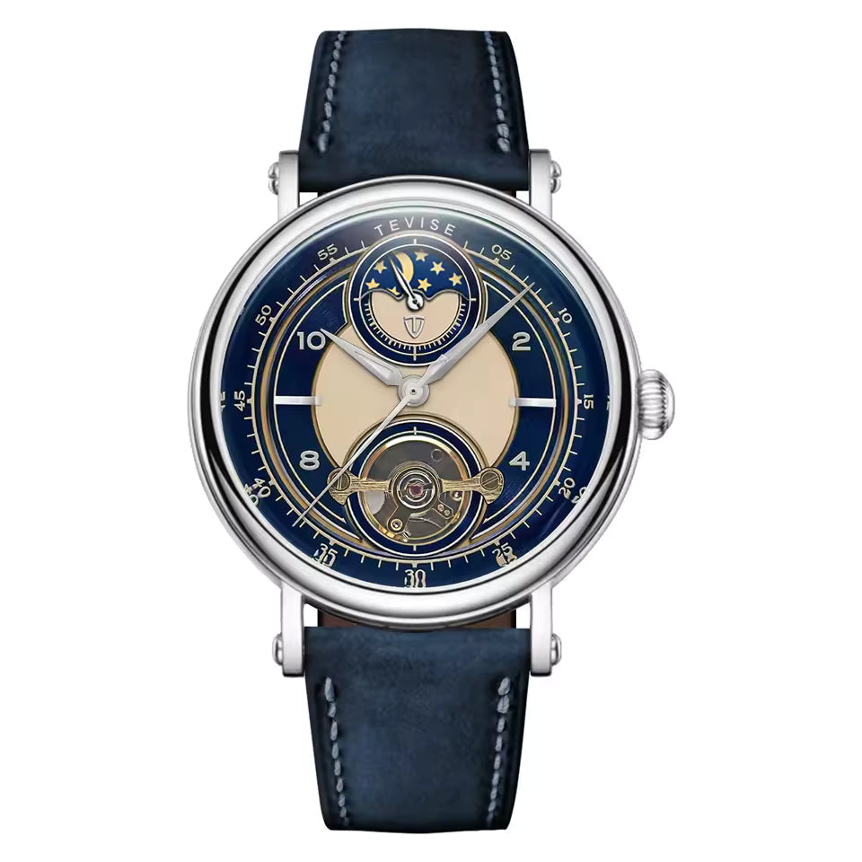 TEVISE Moonwalker III Automatic Moonphase Watch Navy Blue image 0