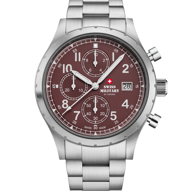 Swiss Military Field Chronograph Watch – Burgundy Steel | SM34117.04 image 0