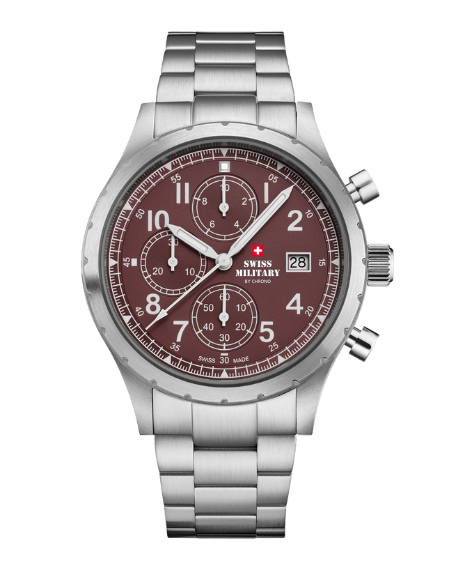 Swiss Military Field Chronograph Watch – Burgundy Steel | SM34117.04 image 0