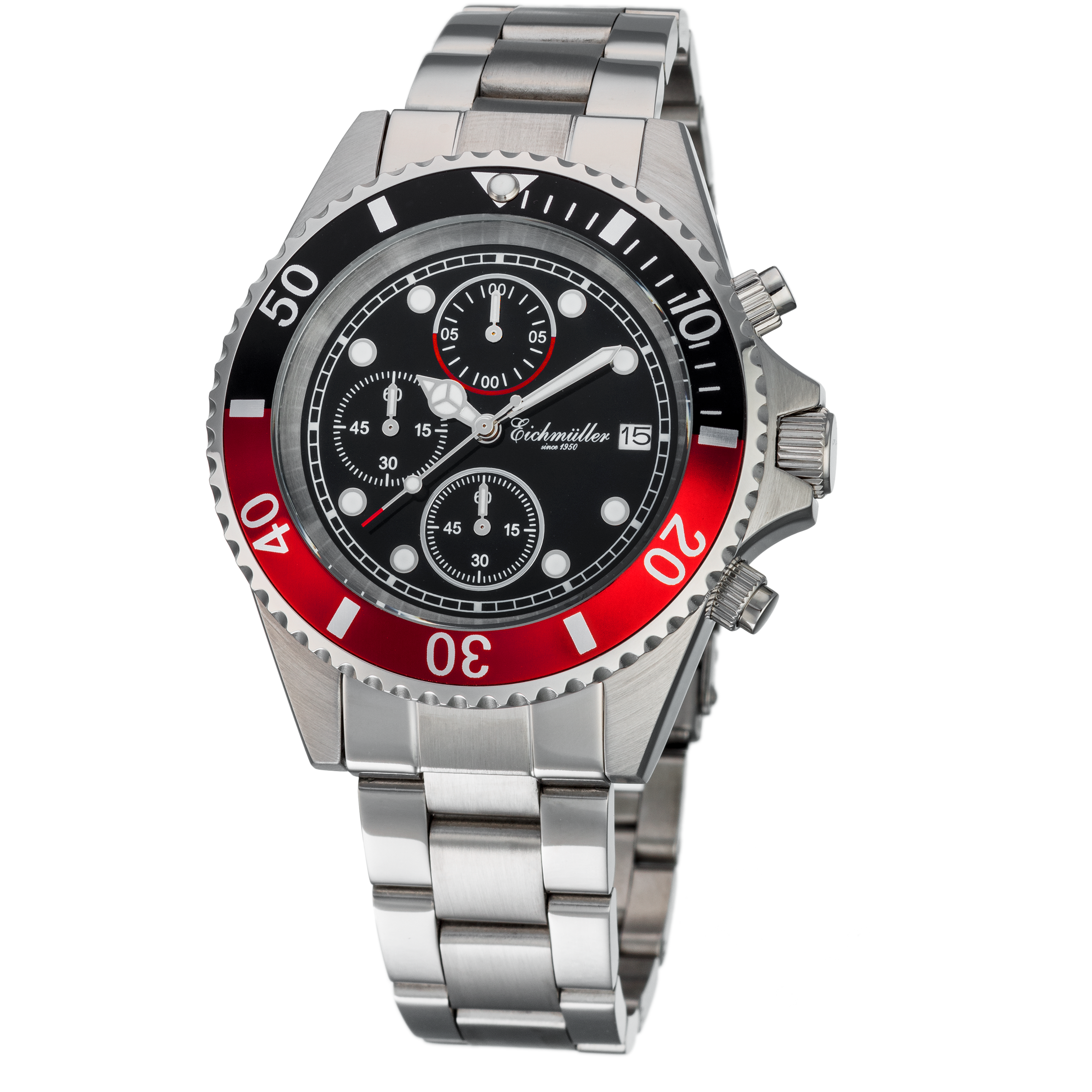 EICHMULLER since 1950 Diver Chrono 20ATM Silver/Black/Red Watch image 0