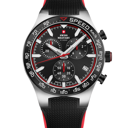 Swiss Military Speed Chronograph Watch – Black Red Rubber | SM34115.06 image 0