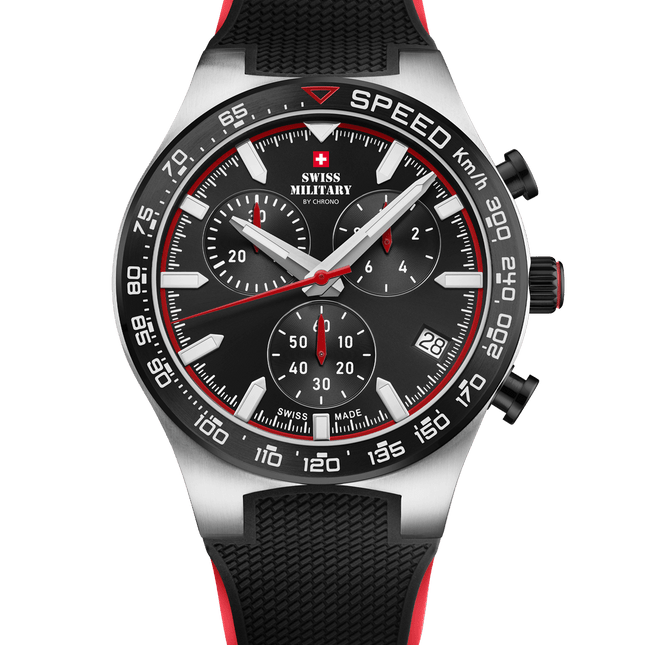 Swiss Military Speed Chronograph Watch – Black Red Rubber | SM34115.06 image 0