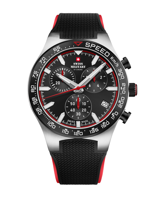 Swiss Military Speed Chronograph Watch – Black Red Rubber | SM34115.06 image 0