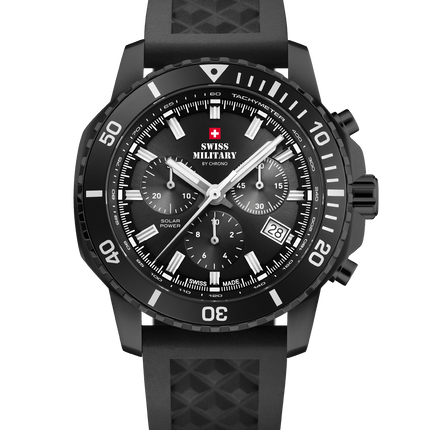 Swiss Military Solar Chronograph – Black, PVD, Rubber | SMS34113.05 image 0