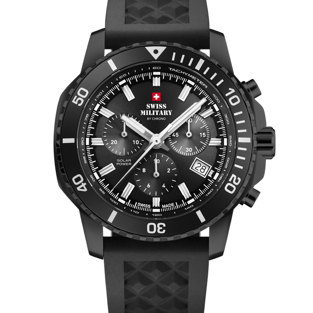 Swiss Military Solar Chronograph – Black, PVD, Rubber | SMS34113.05 image 0