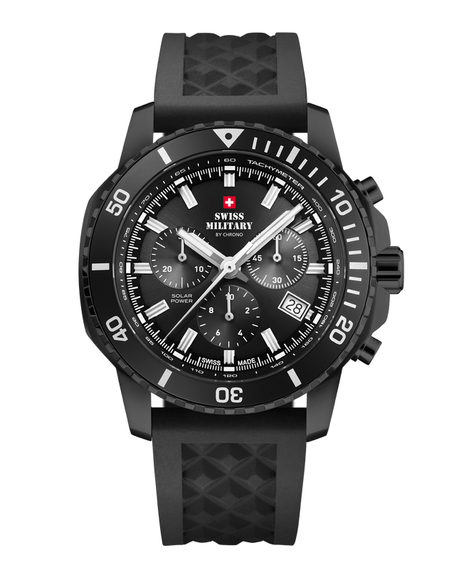 Swiss Military Solar Chronograph – Black, PVD, Rubber | SMS34113.05 image 0
