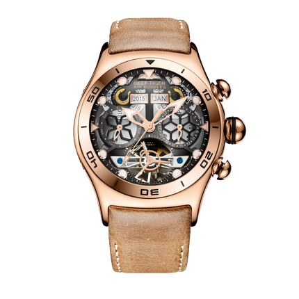 Reef Tiger Men's Aurora Air Bubbles Automatic Mechanical Skeleton Watch image 8