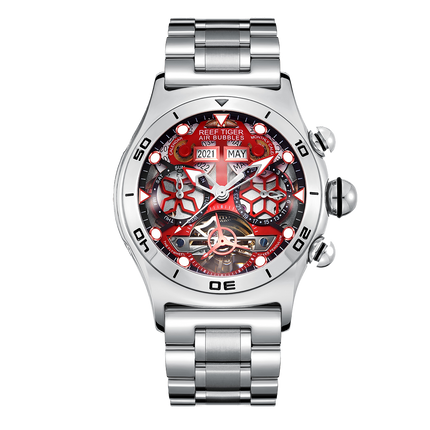 Reef Tiger Men's Aurora Air Bubbles Automatic Mechanical Skeleton Watch image 4