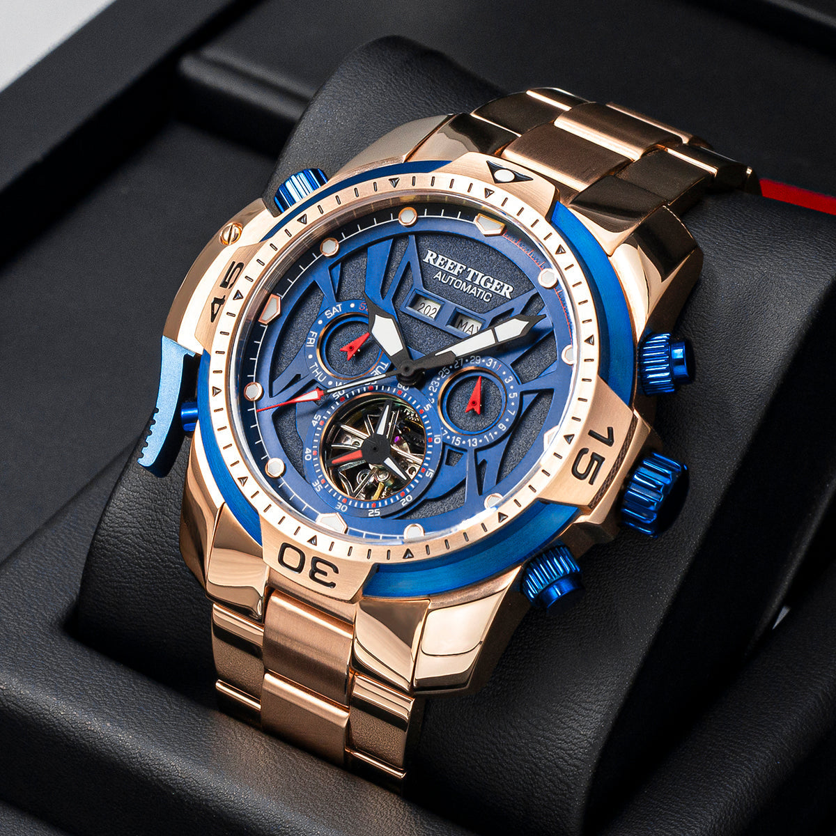 Reef Tiger Men's Aurora Transformers Skeleton Automatic Mechanical Watch image 2