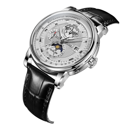 Reef Tiger Men's Artist Master II Mechanical Calendar Moon Phase Watch RGA1963 Silver/White image 2