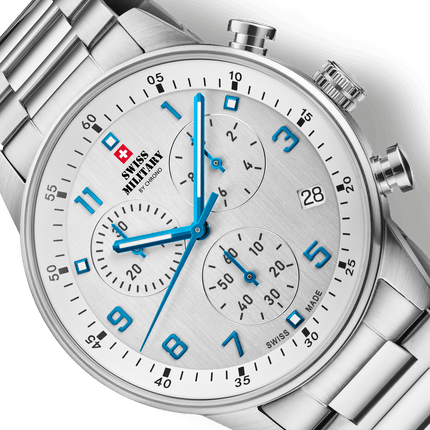 Swiss Military Minimalist Chronograph Watch – White, Steel | SM34114.03 image 2