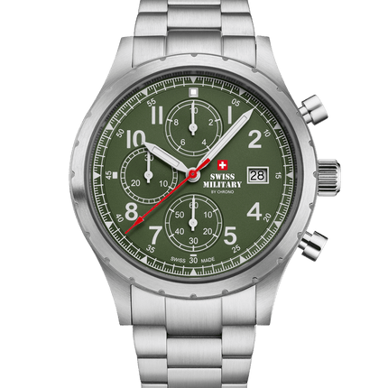 Swiss Military Field Chronograph Watch – Green Steel | SM34117.03 image 0