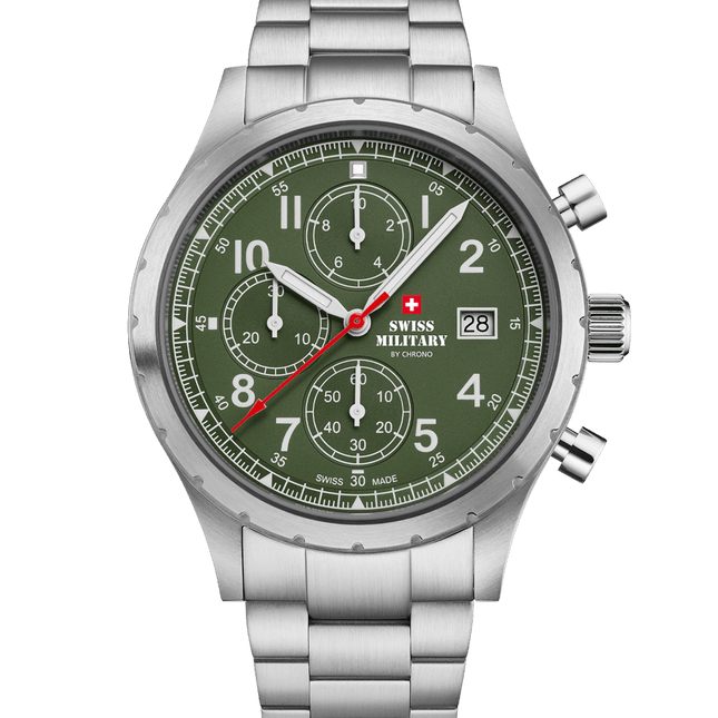 Swiss Military Field Chronograph Watch – Green Steel | SM34117.03 image 0
