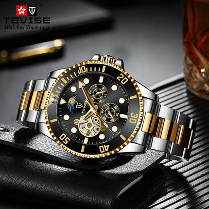 TEVISE Perpetual Automatic Flower Moon Two Tone Watch image 2