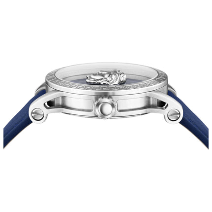 Versace Men's V-Code 43mm Blue Leather Watch image 2