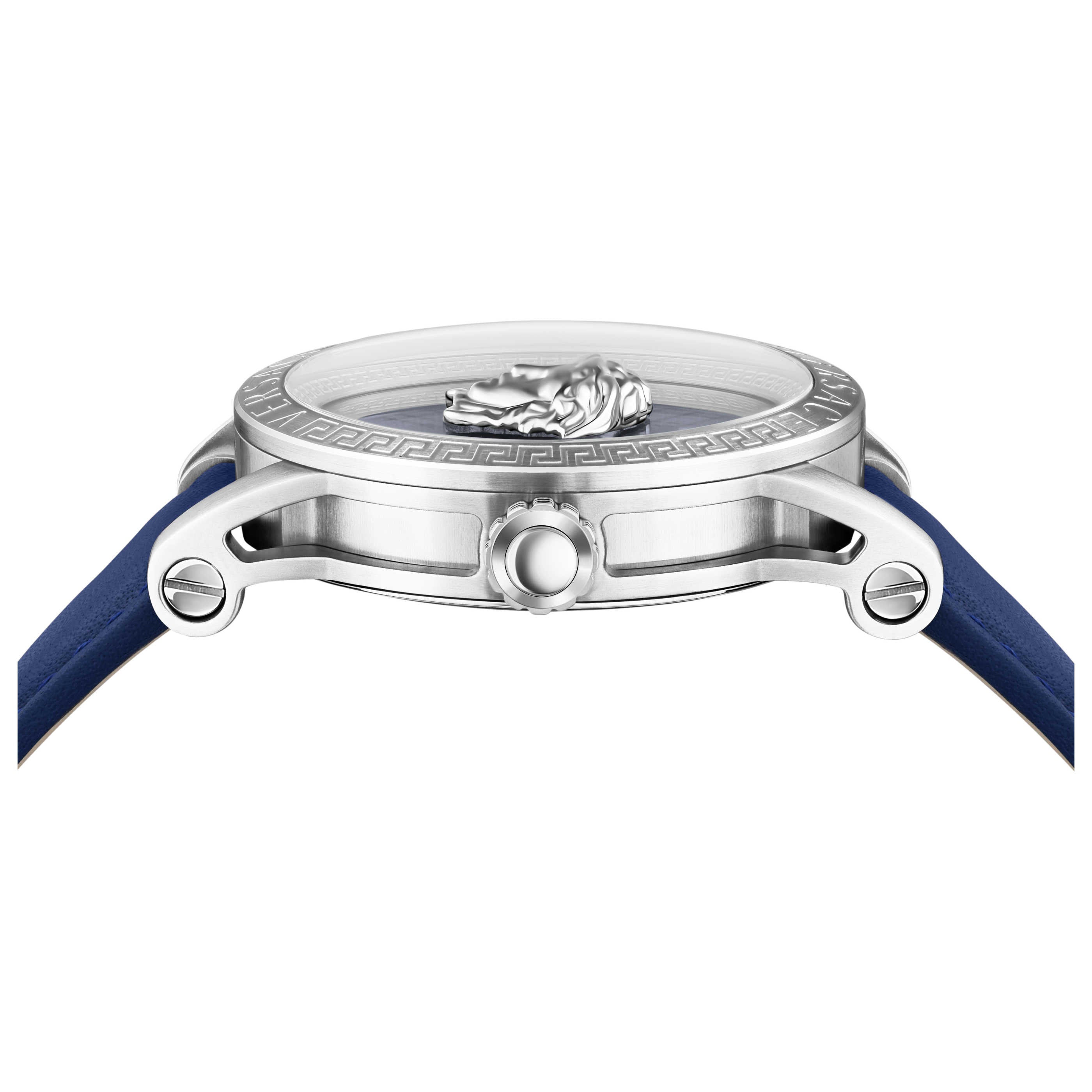 Versace Men's V-Code 43mm Blue Leather Watch image 2