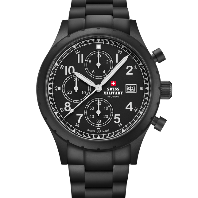 Swiss Military Field Chronograph Watch – Black PVD Steel | SM34117.05 image 0
