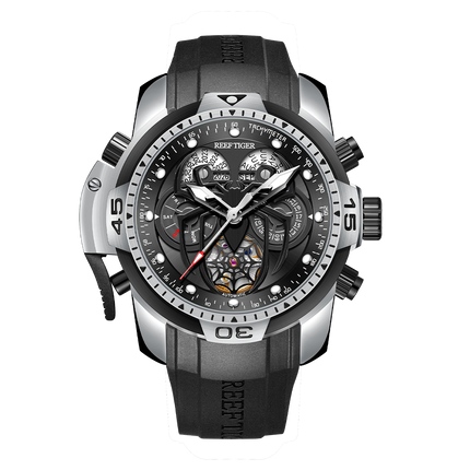 Reef Tiger Men's Aurora Spider Automatic Chronograph Watch - Rubber image