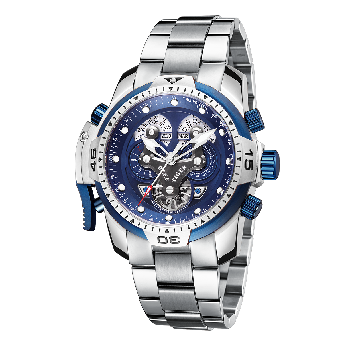 Perfect Luxury Men's Automatic Sport Watches - Reef Tiger Aurora Concept Series - Steel image