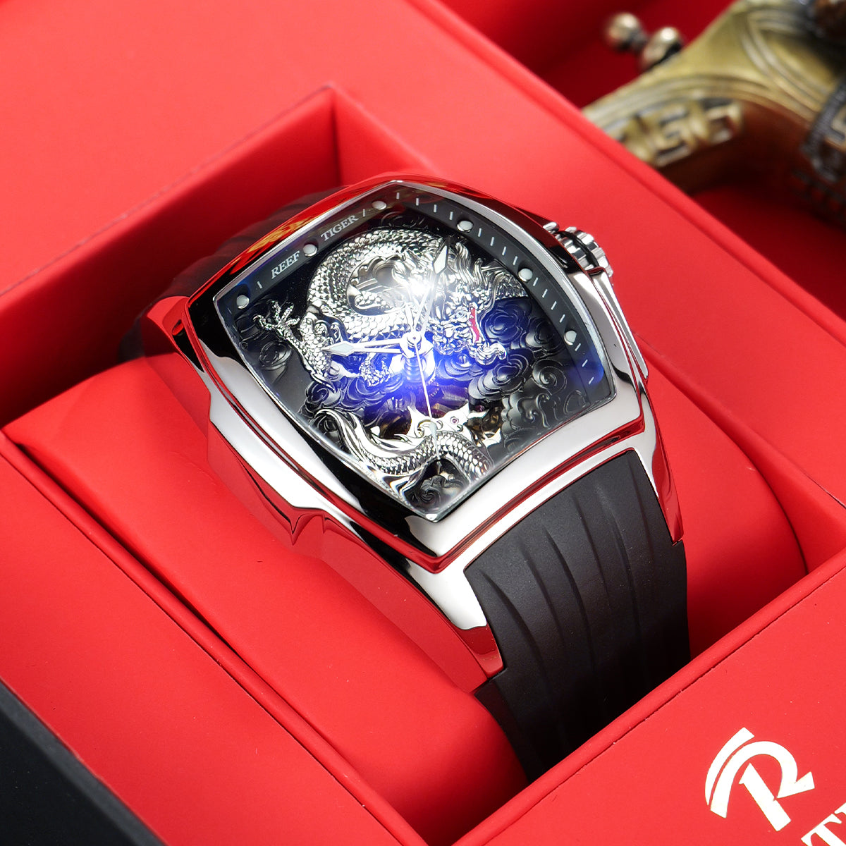 Reef Tiger Men's Aurora Chinese Dragon Skeleton Automatic Watch image 10