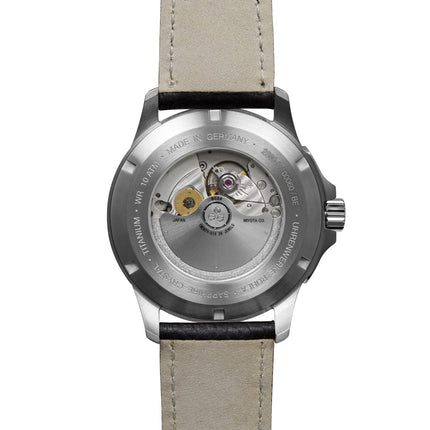BAUHAUS AVIATION Men’s Titanium Automatic Power Reserve Leather Watch 28605 image 1