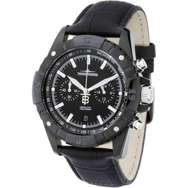 THUNDERBIRDS Big Falcon Aviator 42mm Chronograph Watch Black image 0