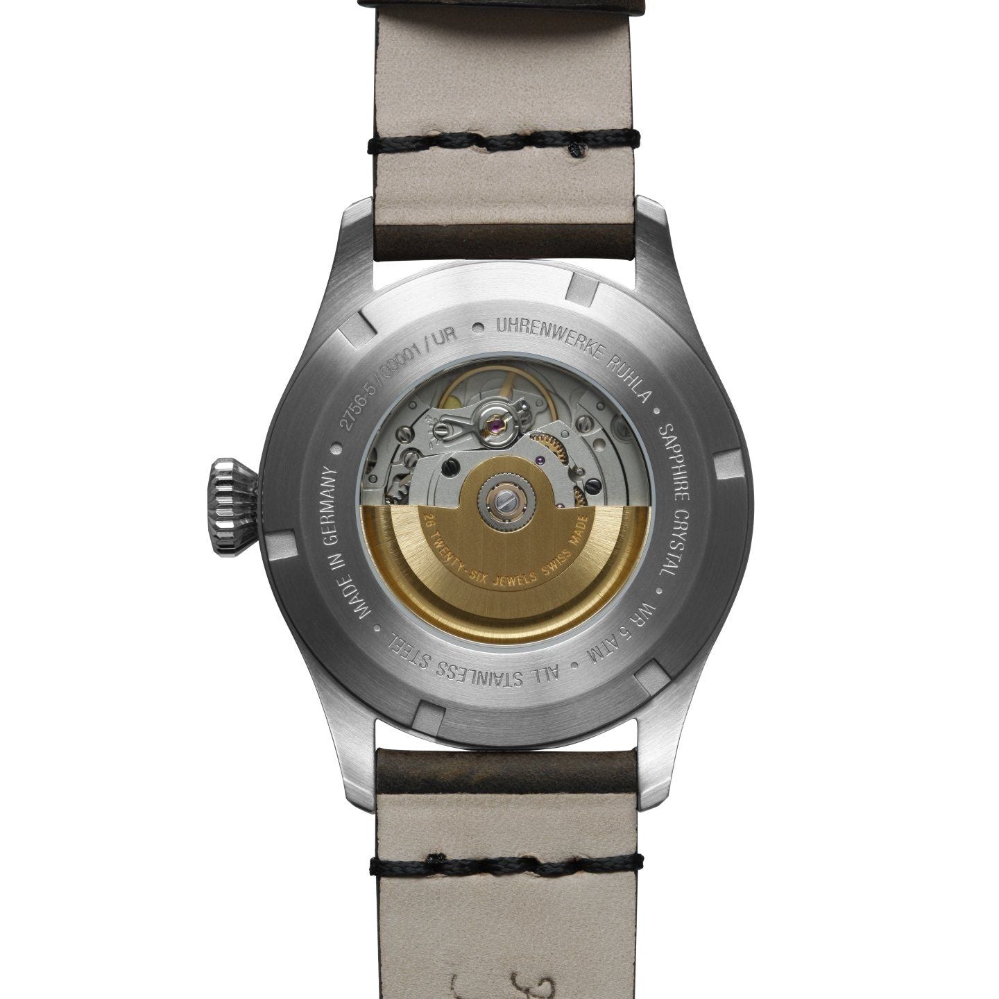 BAUHAUS AVIATION Men's Flight Control Automatic Night-Glow Leather Strap Watch 27565 image 1