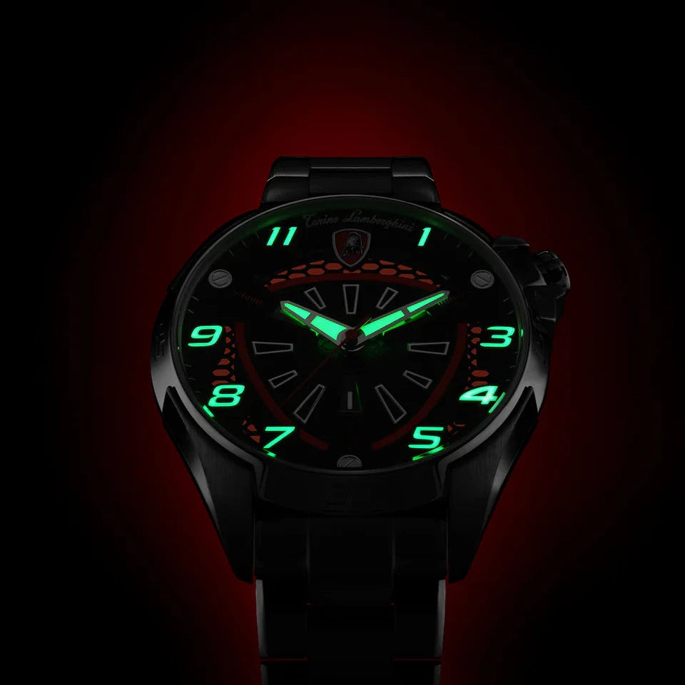 TONINO LAMBORGHINI Shock ABS Rubber Watch Silver/Green