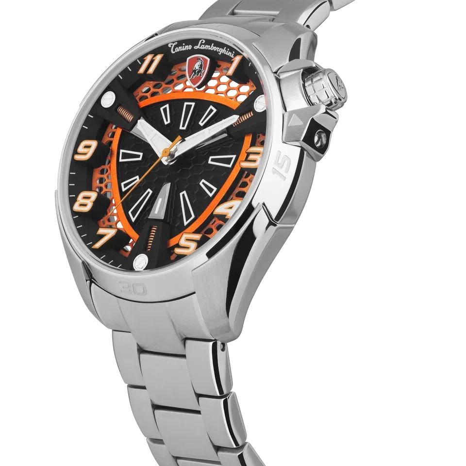 TONINO LAMBORGHINI Shock ABS Watch Silver Orange