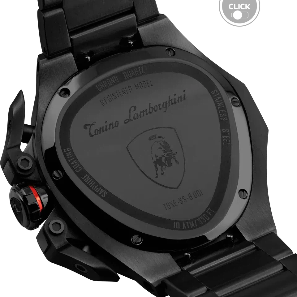 TONINO LAMBORGHINI Spyder X Leather Watch Black / Red