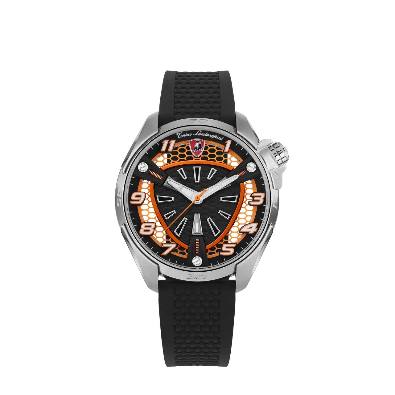 TONINO LAMBORGHINI Shock ABS Rubber Watch Silver/Orange