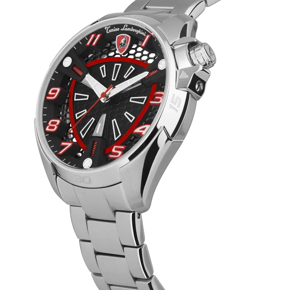 TONINO LAMBORGHINI Shock ABS Watch Silver Red