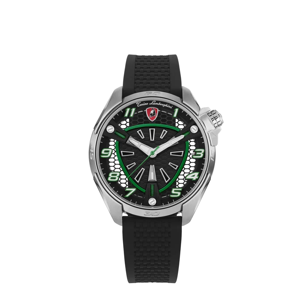 TONINO LAMBORGHINI Shock ABS Rubber Watch Silver/Green