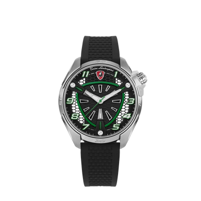 TONINO LAMBORGHINI Shock ABS Rubber Watch Silver/Green