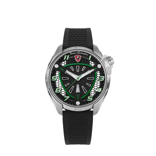 TONINO LAMBORGHINI Shock ABS Rubber Watch Silver/Green