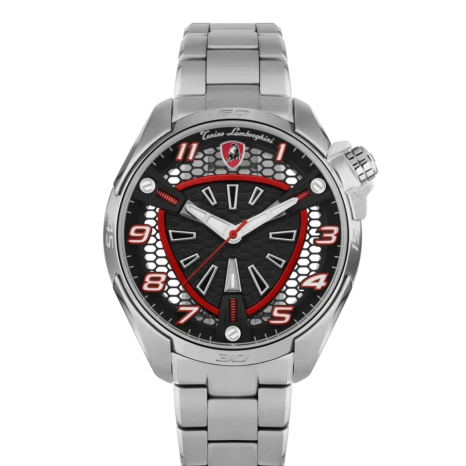 TONINO LAMBORGHINI Shock ABS Watch Silver Red