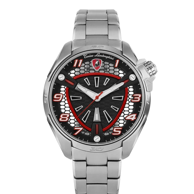 TONINO LAMBORGHINI Shock ABS Watch Silver Red