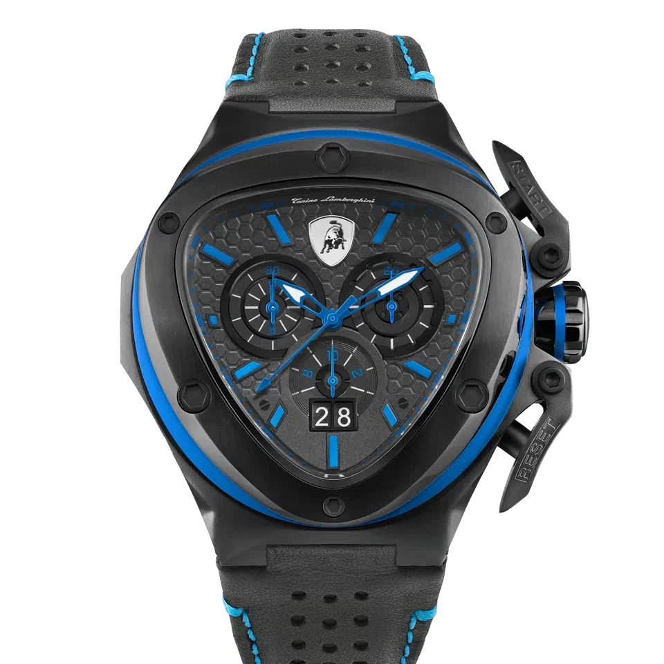 TONINO LAMBORGHINI Spyder X Leather Watch Black / Blue