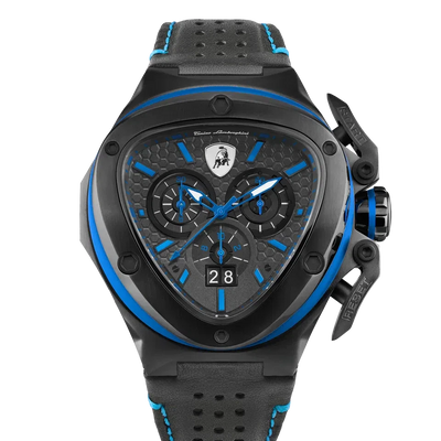 TONINO LAMBORGHINI Spyder X Leather Watch Black / Blue