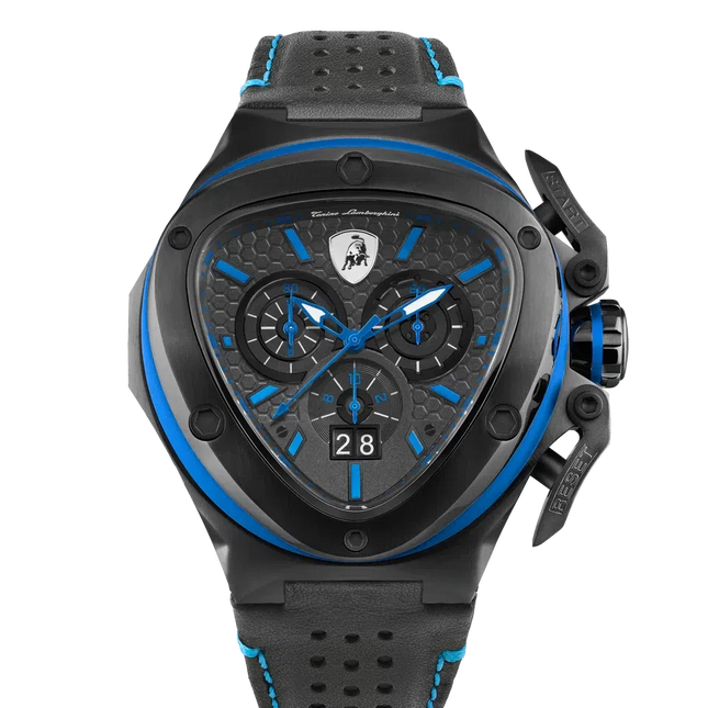 TONINO LAMBORGHINI Spyder X Leather Watch Black / Blue