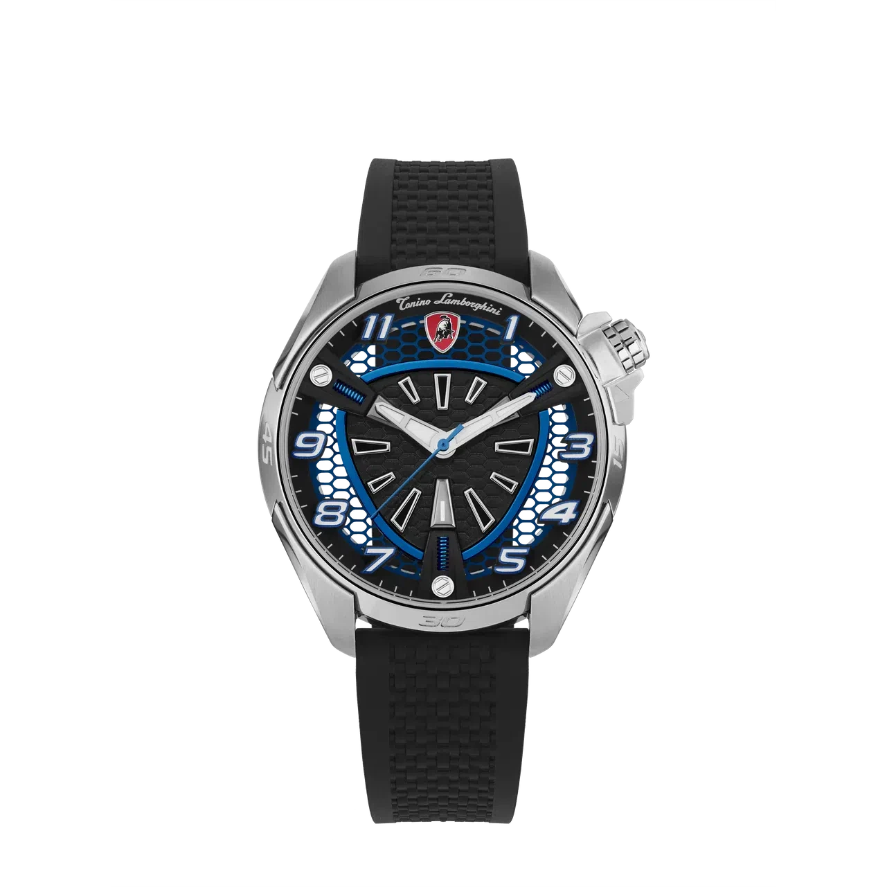 TONINO LAMBORGHINI Shock ABS Rubber Watch Silver/Blue