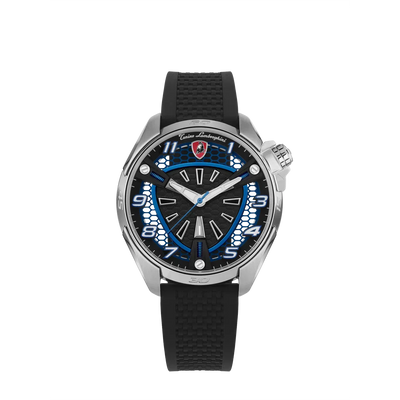 TONINO LAMBORGHINI Shock ABS Rubber Watch Silver/Blue