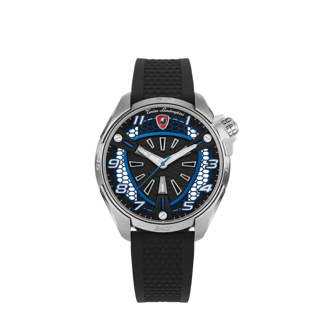 TONINO LAMBORGHINI Shock ABS Rubber Watch Silver/Blue