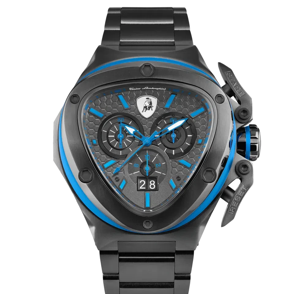 TONINO LAMBORGHINI Spyder X Steel Bracelet Watch Black / Blue