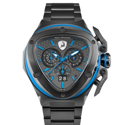 TONINO LAMBORGHINI Spyder X Steel Bracelet Watch Black / Blue