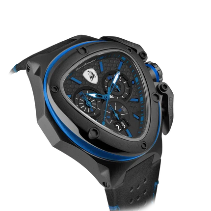 TONINO LAMBORGHINI Spyder X Leather Watch Black / Blue
