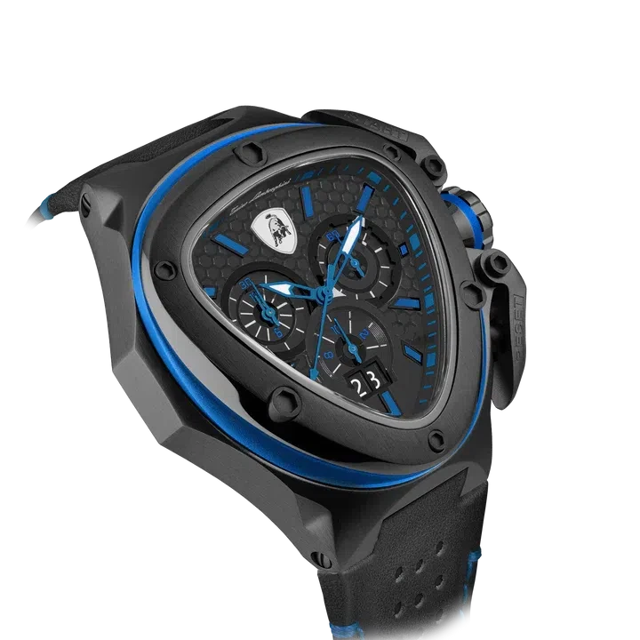 TONINO LAMBORGHINI Spyder X Leather Watch Black / Blue