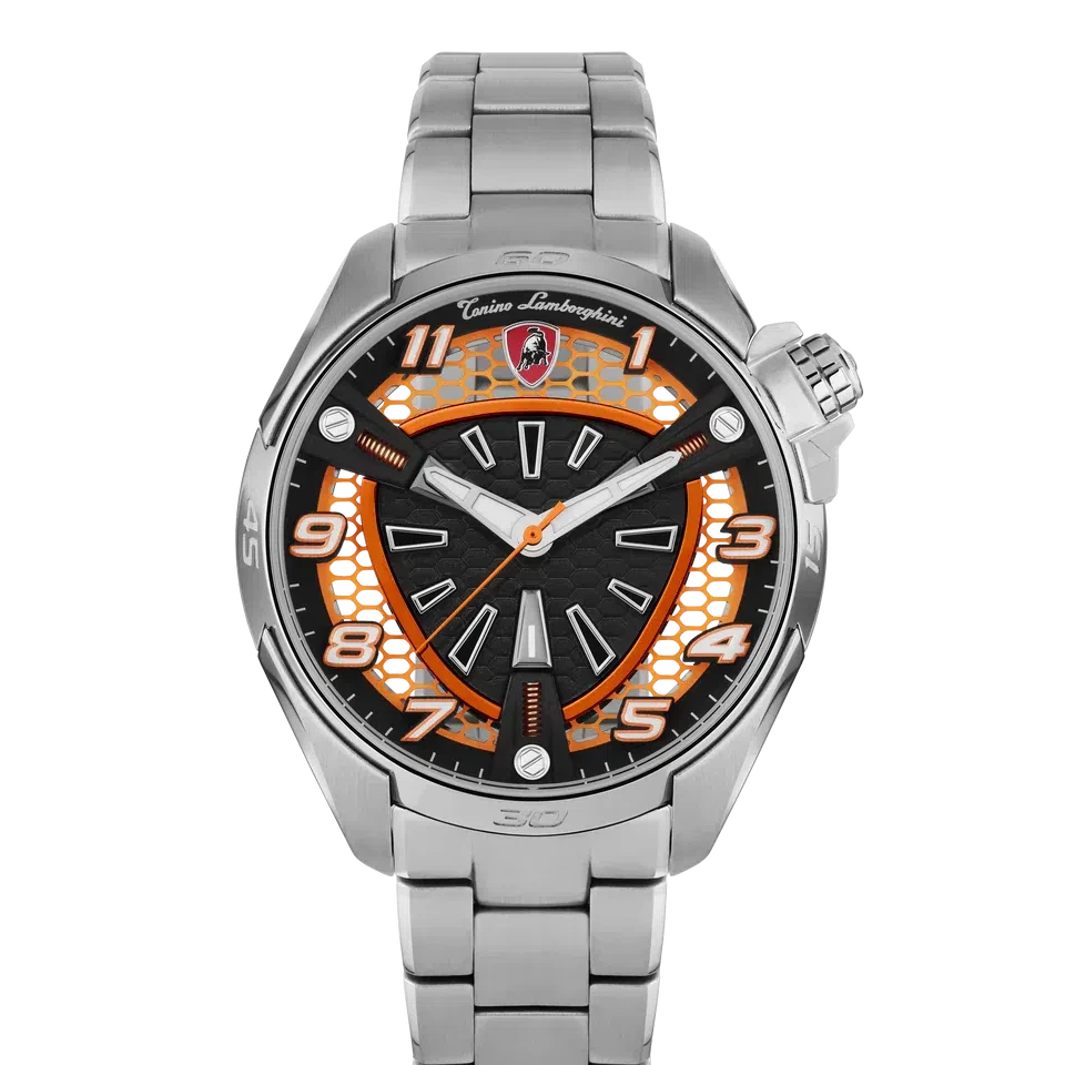 TONINO LAMBORGHINI Shock ABS Watch Silver Orange