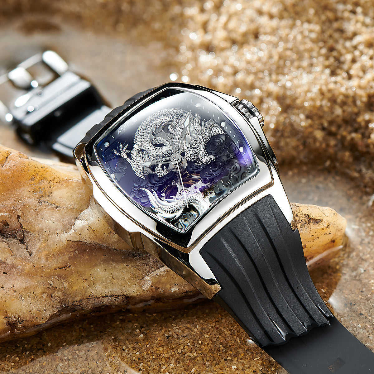 Reef Tiger Men's Aurora Chinese Dragon Skeleton Automatic Watch image 4
