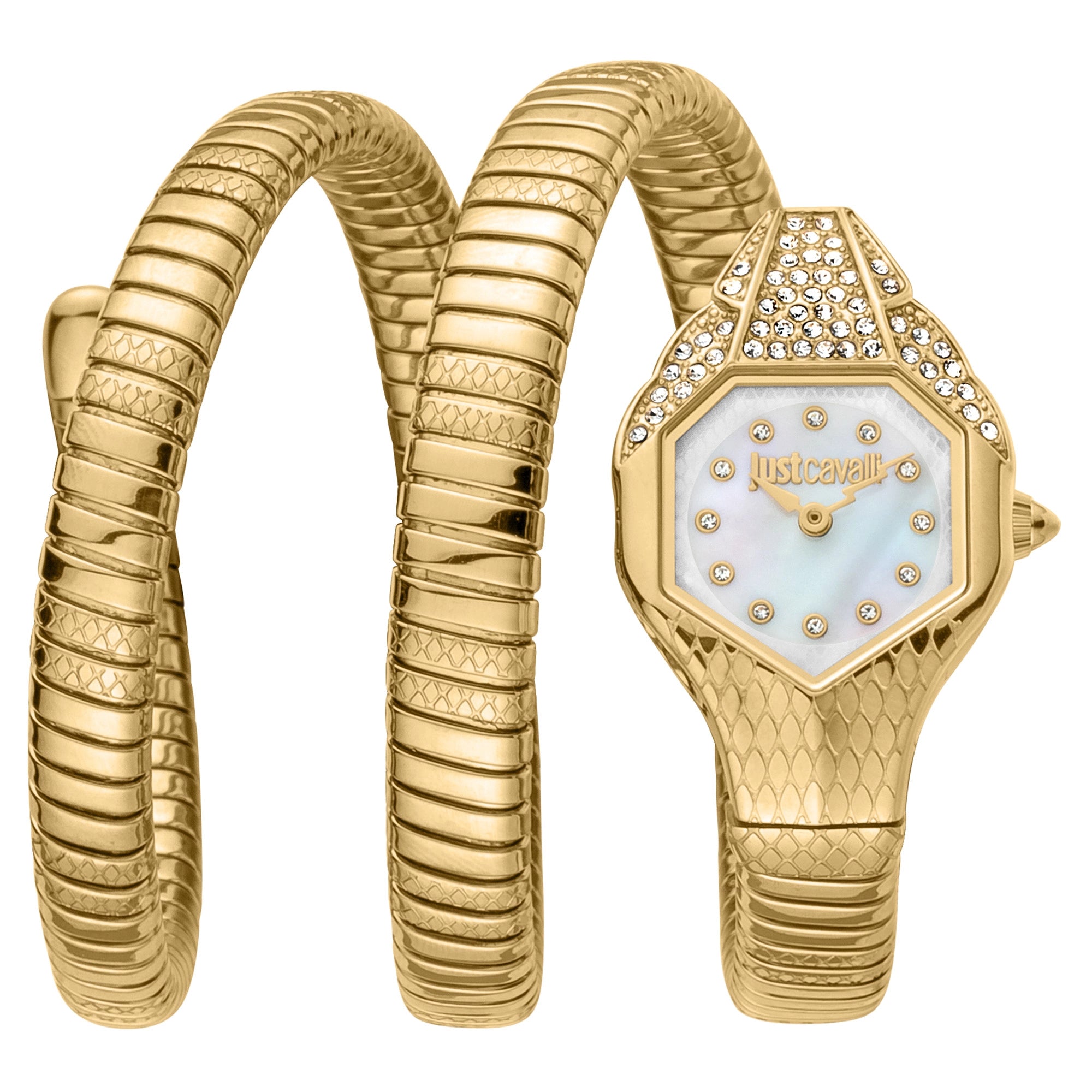 Just Cavalli Signature Snake Glam Evo 7 Doppio Yellow Gold MOP image 0